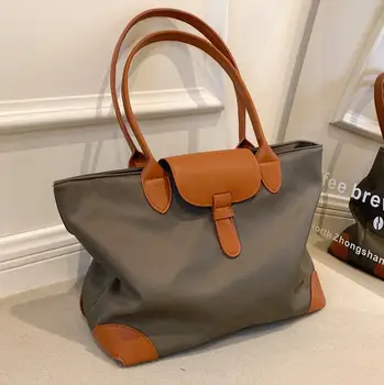Модная сумка-тоут большой емкости, простая женская сумка из ткани Оксфорд, повседневная текстурная сумка через плечо, большая сумка для покупок.