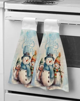 Рождественские полотенца для рук в виде снежинки и снеговика Ткань для ванной комнаты Ткань для быстрой химчистки из микрофибры Кухонное полотенце