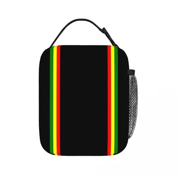Rasta Stripe Rasta Color Pattern Изолированные сумки для ланча, сумки для пикника, термоохладитель, Ланч-бокс, сумка для ланча для женщин, детей, школы