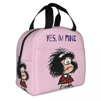 Мультяшная изолированная сумка для ланча в стиле харадзюку с принтом Mafalda или Quiero Cafe, контейнер для еды, сумка-холодильник, ланч-бокс, сумки для хранения продуктов