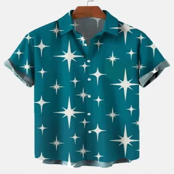 Гавайская 3D картина маслом с геометрической печатью, топ с короткими рукавами для мужской модной одежды, летняя повседневная рубашка для пляжного отдыха |