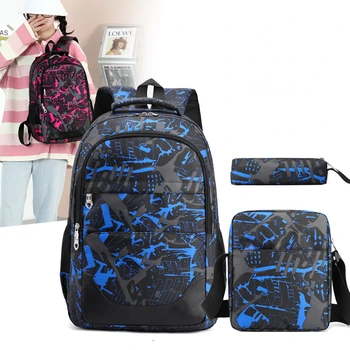 Студенческий многоцветный камуфляжный рюкзак, мужской и женский, в том же стиле, школьная компьютерная сумка для младших школьников, дорожный рюкзак