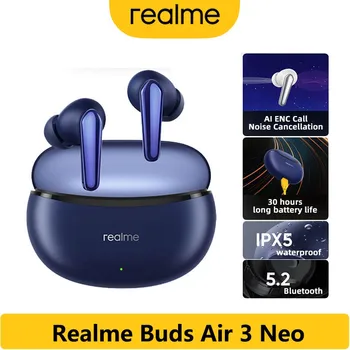 Оригинальные новые наушники Realme Buds Air 3 NEO TWS Bluetooth 5.2 AI ENC, беспроводные наушники с шумоподавлением, спортивная игровая гарнитура