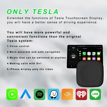 Tesla Wireless Car Play Android Auto Adapter Box OTA Обновление для Модели 3 Model X Y S 5G Wifi BT Музыкальный вызов Waze Spotify WhatsApp