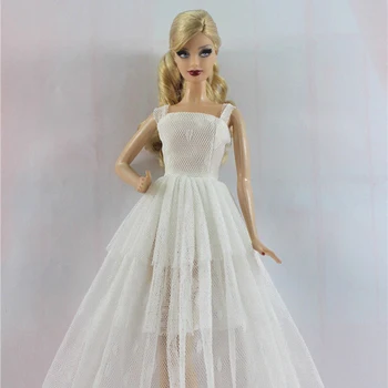 Кукольная одежда Белое газовое платье принцессы, праздничное платье с юбкой, кукольная одежда для кукольных аксессуаров 1/6 Куклы