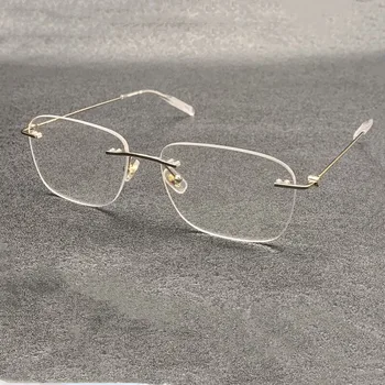 Трендовая брендовая мужская оправа для очков, модные женские очки для чтения, ультралегкие, простые, без оправы, комфорт при ношении MB0075O