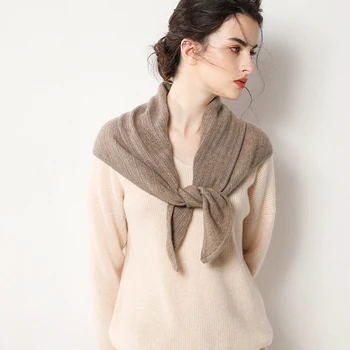 100% чистый кашемировый вязаный женский шейный платок, треугольный пуловер, шарф, накладной воротник