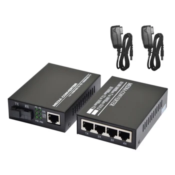 10/100 Мбит/с 1-портовый и 4-портовый медиаконвертер Ethernet в волоконно-оптический однорежимный 3 КМ 4 оптоволоконных порта RJ45 и 1 SC
