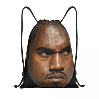 Забавный рюкзак на шнурке с мемом Kanye West, женский, мужской рюкзак для спортзала, портативный рюкзак для тренировок рэпера, музыкального продюсера, сумка для тренировок