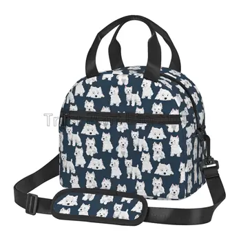 Термосумка для ланча с Вест-Хайленд-Уайт-терьером, милая собачья изолированная сумка для бенто с регулируемым плечевым ремнем для школьной работы, пикника