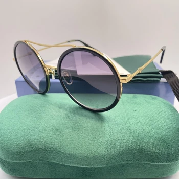 Модные Круглые солнцезащитные очки из золотого сплава для ретро-винтажных женщин, Брендовые Дизайнерские Футуристические Трендовые товары, женские Солнцезащитные очки