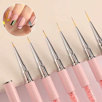 Профессиональная кисть для ногтей, Розовая УФ-гелевая ручка для рисования, резная подводка для ногтей, кисти для нейл-арта, 3D стразы, кисть для маникюра