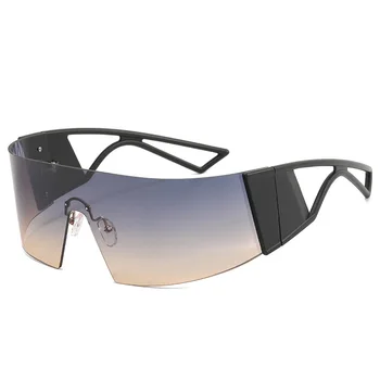Прямоугольные Солнцезащитные очки Для мужчин, Винтажные хип-хоп Очки, Маска, Цельные Дугообразные Солнцезащитные очки в большой оправе, Бескаркасные Женские Роскошные Брендовые Дизайнерские
