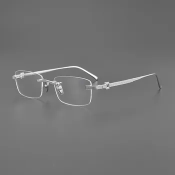 Изысканная серебряная оправа для очков класса люкс S925 в оправе для очков по рецепту врача при оптической близорукости Элегантные квадратные очки в стиле ретро высшего качества