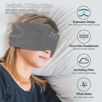 Новые наушники Bluetooth Sleep Eye Mask, Дышащие на ощупь, очень мягкие, 100% Затемняющие, 3D Стерео Sleep Eye Mask, 20 белых шумов