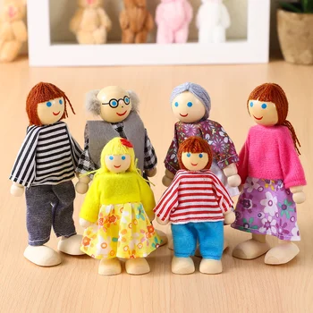 Фигурки домиков Дети Куклы-члены семьи Люди Деревянные игрушки-марионетки Детские