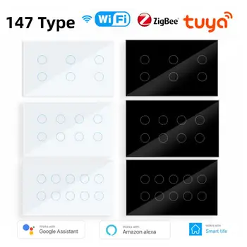 Tuya WIFI Zigbee Smart Switch 147 Тип 6/8/10 Gang Домашний Настенный Выключатель Панель Alexa Google Home Control Прерыватель Для Smart Life