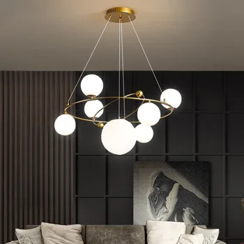 Люстра в скандинавском стиле для гостиной, спальни, кухни, столовой, потолочный подвесной светильник, Современный дизайн стеклянного шара в скандинавском стиле G9 Light