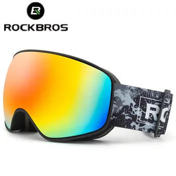 Официальные лыжные очки Rockbros, Лыжные очки для сноуборда, очки для защиты от запотевания, Лыжные Ветрозащитные Регулируемые Снежные очки