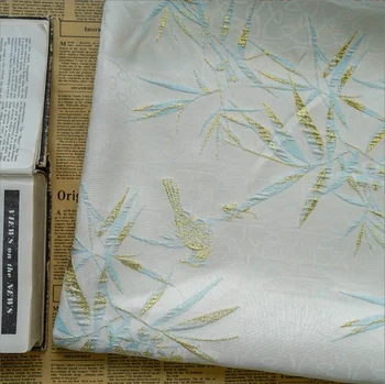 Классическая жаккардовая ткань с золотистым шелком, листьями бамбука, китайский стиль, Женский весенне-осенний багаж, литературный стиль, Империя