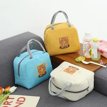 Портативная сумка для ланча с Милым мишкой, Коробка для ланча, Изоляционная упаковка, Изолированные Термосумки для пикника, сумка для женщин, Детская сумка для детей