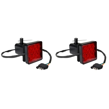 2X красных 15 светодиодных 2-дюймовых стоп-сигнала для сцепки с прицепом, крышка приемника для буксировки прицепа со штырем 12V