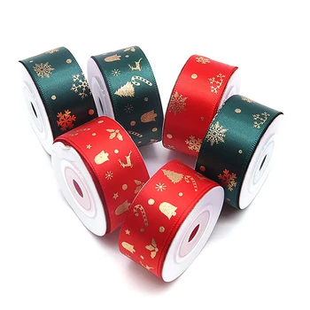 10 Ярдов Рождественской ленты 2024 года с принтом Рождественской полиэфирной ленты для дизайна ручной работы, рождественского украшения, подарочной упаковки 