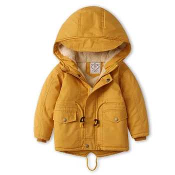 Зимнее пальто для мальчиков, детская одежда на молнии, ветрозащитные куртки с капюшоном и длинным рукавом, теплые пальто для девочек, одежда для 3-8 лет
