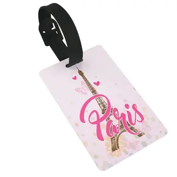Розовые багажные бирки Paris Eiffel для чемоданов для женщин и девушек для путешествий с идентификаторами имен, этикетками, карточкой, персонализированной багажной биркой из ПВХ