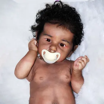 55 СМ Возрожденная афроамериканская кукла Саския, полностью виниловое тело, можно стирать, Новорожденная Кукла-младенец, Черная Девочка для подарка детям