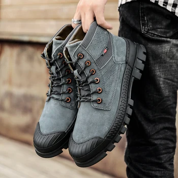 2023 Военные Ботильоны, мужские уличные Тактические боевые ботинки из натуральной кожи, Рабочая Безопасная обувь для мужчин, Повседневная походная обувь Hiver