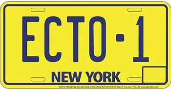 Знаки 4 Веселых охотника за привидениями | ECTO-1 Нью-Йорк | Металлический номерной знак