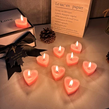 1 шт. Ароматические свечи ручной работы с натуральными растениями, Ароматная розовая свеча в виде сердца, подарок на День Святого Валентина, День Благодарения.