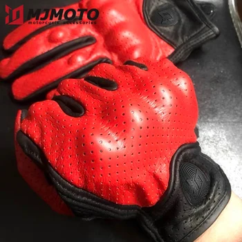 Винтажные мотоциклетные перчатки из натуральной кожи, дышащие перчатки для мотогонок с сенсорным экраном, ретро перчатки для мотокросса