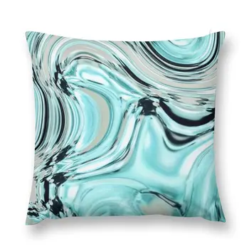 абстрактный мраморный узор бирюзовый аква-голубой завитки Подушка Чехлы для диванов для гостиной Чехол для диванной подушки На Заказ Подушка