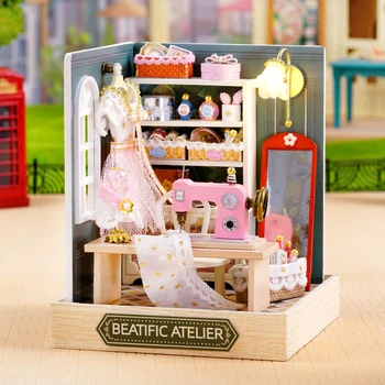 Сделай сам Деревянные мини-домики Casa Beatific Atelier, кукольные домики, миниатюрные конструкторы с мебелью, светодиодный кукольный домик, игрушки для взрослых, подарки