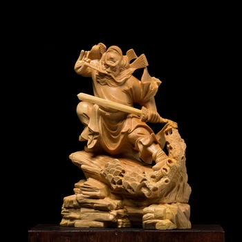 Чжун Куй Китайские Ангелы Ада Статуя Будды Украшение Резьба по дереву стены гостиной Фэн-шуй Поделки из дерева