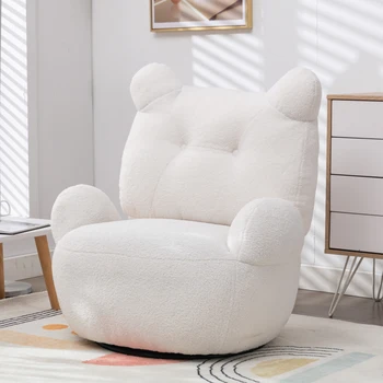 Вращающийся бочкообразный стул, комфортное плюшевое короткое бархатное кресло, вращающийся на 360 градусов акцентный стул для гостиной, спальни