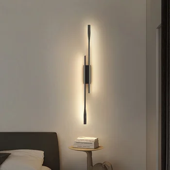 Настенный светильник в скандинавскую длинную полоску, светодиодная простая креативная линейная лампа, лестница, гостиная, диван, фон, стена, прикроватная лампа для спальни