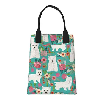 Большая модная сумка для покупок West Highland Terrier с ручками, многоразовая хозяйственная сумка из прочной винтажной хлопчатобумажной ткани