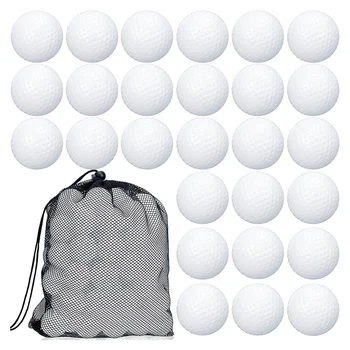 100 шт Тренировочный мяч для гольфа, полый мяч для гольфа, пластиковый мяч для гольфа с сетчатым шнурком, сумки для хранения для тренировок