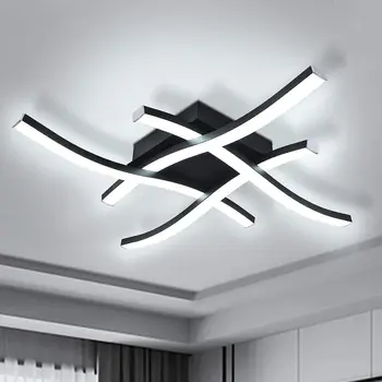 Современный светодиодный потолочный светильник с регулируемой яркостью, изогнутый Минималистичный потолочный светильник для скрытого монтажа, светильник для спальни, Фойе, кухни, 6000 К 24 Вт