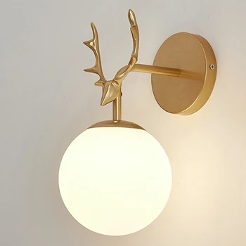 Скандинавский современный светодиодный настенный светильник Стеклянный шар Зеркало в ванной комнате Рядом с американским ретро настенным светильником Бра Wandlamp Aplique Murale
