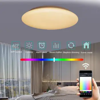 WiFi Умный светодиодный потолочный светильник 28 Вт RGB + CCT светодиодный потолочный светильник, совместимый с Bluetooth, Голосовое управление Работает с Alexa Google Home