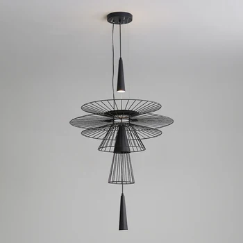 Современный светодиодный подвесной светильник Железные поделки Художественный декор Потолочная люстра для столовой Ресторана Nordic Точечный светильник
