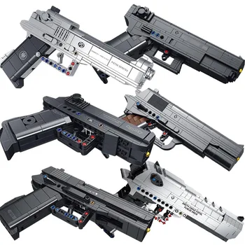 Военный Desert Eagle M1911 G18 USP PPK M92 Модель Пистолета Строительные Блоки MOC Пистолет Может Стрелять Пулевыми Кирпичами Игрушки Для Мальчиков Подарки