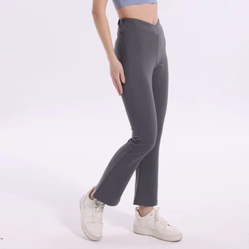Женские брюки с высокой талией и большим размером, облегающие бедра, эластичные брюки для йоги, фитнеса, повседневные брюки-клеш, широкие брюки для спорта на открытом воздухе