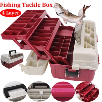 4-Слойный рыболовный ящик, Держатель для бочки, Складной ящик для морской рыбалки, коробка для рыболовных снастей большой емкости, Аксессуары для рыбалки на открытом воздухе