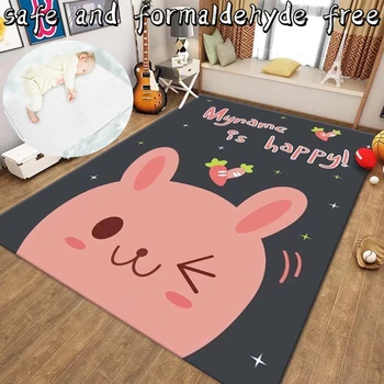 Ковер с рисунком милого кролика из мультфильма, декор для спальни, мягкие большие ковры для гостиной, легкая чистка, противоскользящий детский коврик