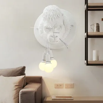 Nordic Decor Светодиодный настенный светильник из смолы Orangutan Креативные Настенные светильники Минималистичные Бра Украшение Гостиной Лампа для спальни